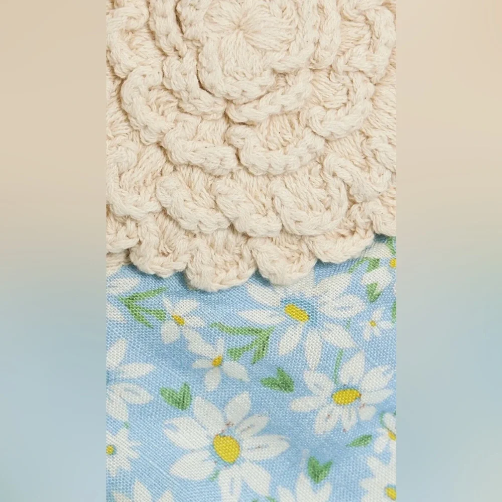 Rixo London Sardinia Crochet Knit Floral Maxi Dress in Cream and Light Blue - Picture 10 of 10